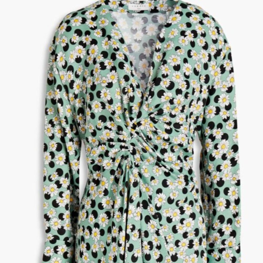 Dress  Polka-dot  Floral-print  Linen-blend  Ruched  Pleated back  Partially ela - Picture 2 of 15